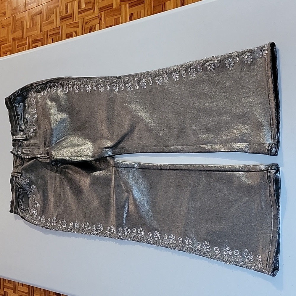 DG2 8 petite embellished silver jeans